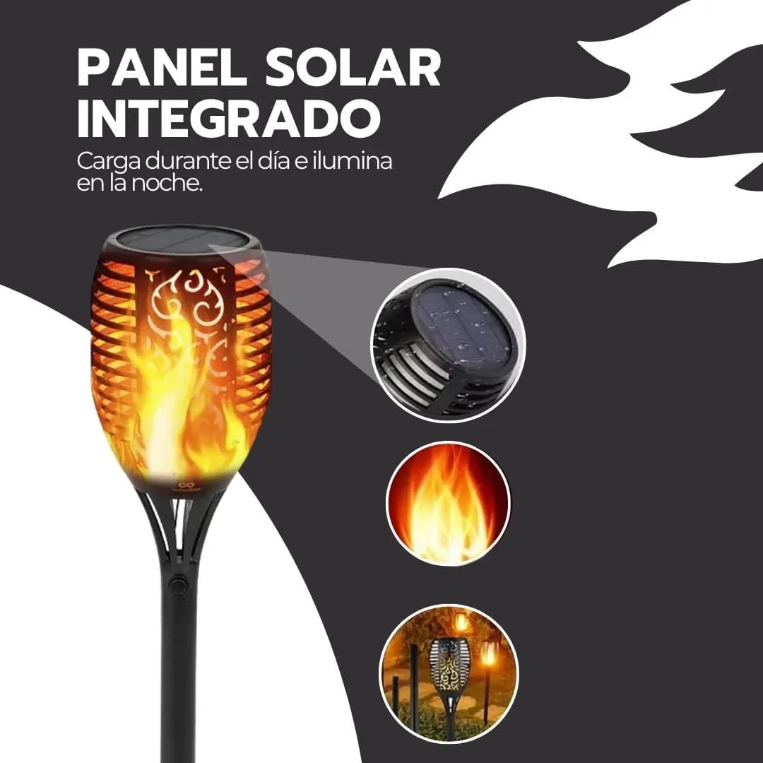 Lampara Solar Antorcha Para Jardín Estaca Efecto Fuego Ip65 Negro — imagen 6