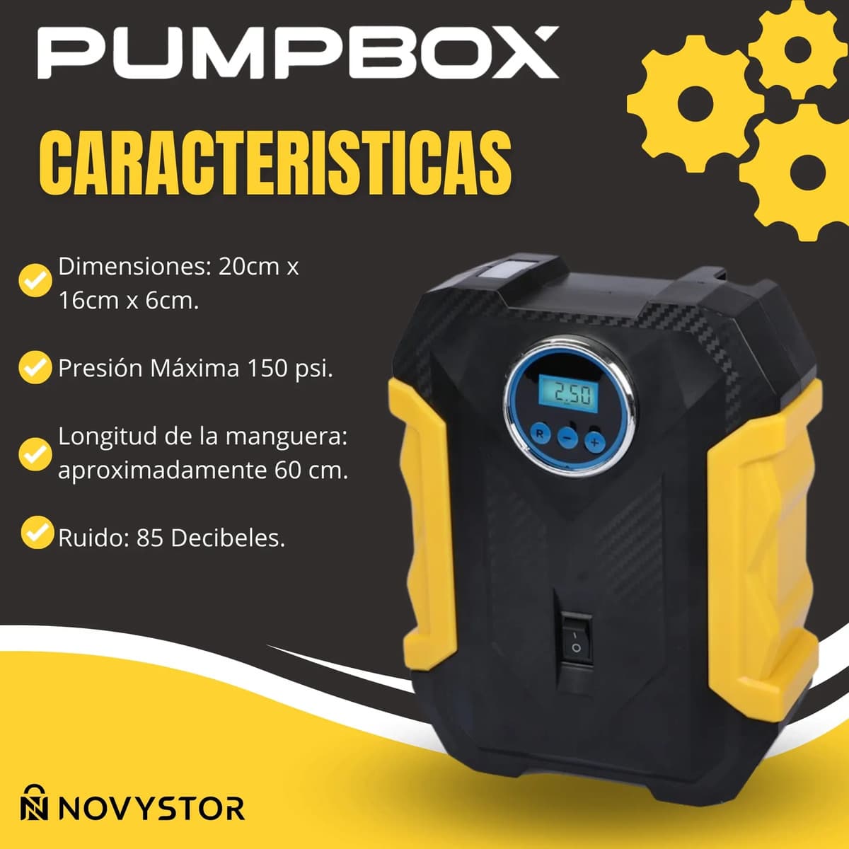 Compresor De Aire Portátil Digital 12v Todo Neumático Negro — imagen 4