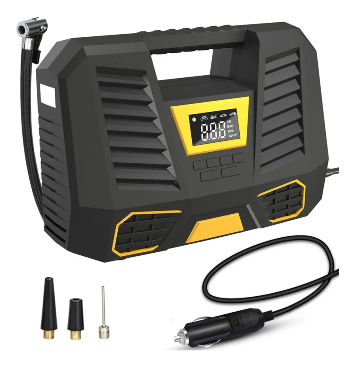 Compresor De Aire Portátil Digital 12v Profesional Negro