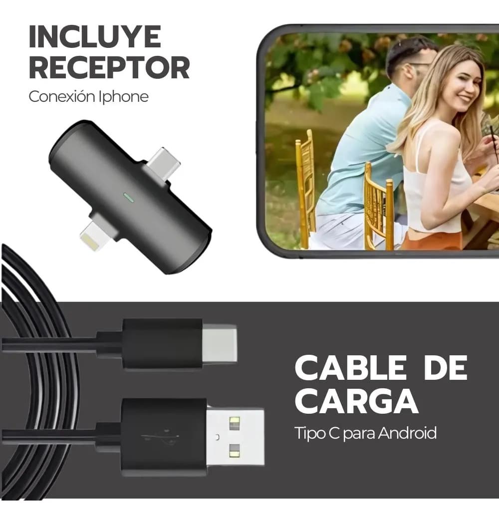 Micrófono Lavalier Inalámbrico 4 En 1 Grabación Pro Negro — imagen 6