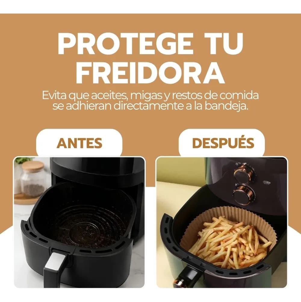 50 Cestas Desechables Antiadherentes Para Freidora De Aire Marrón — imagen 6
