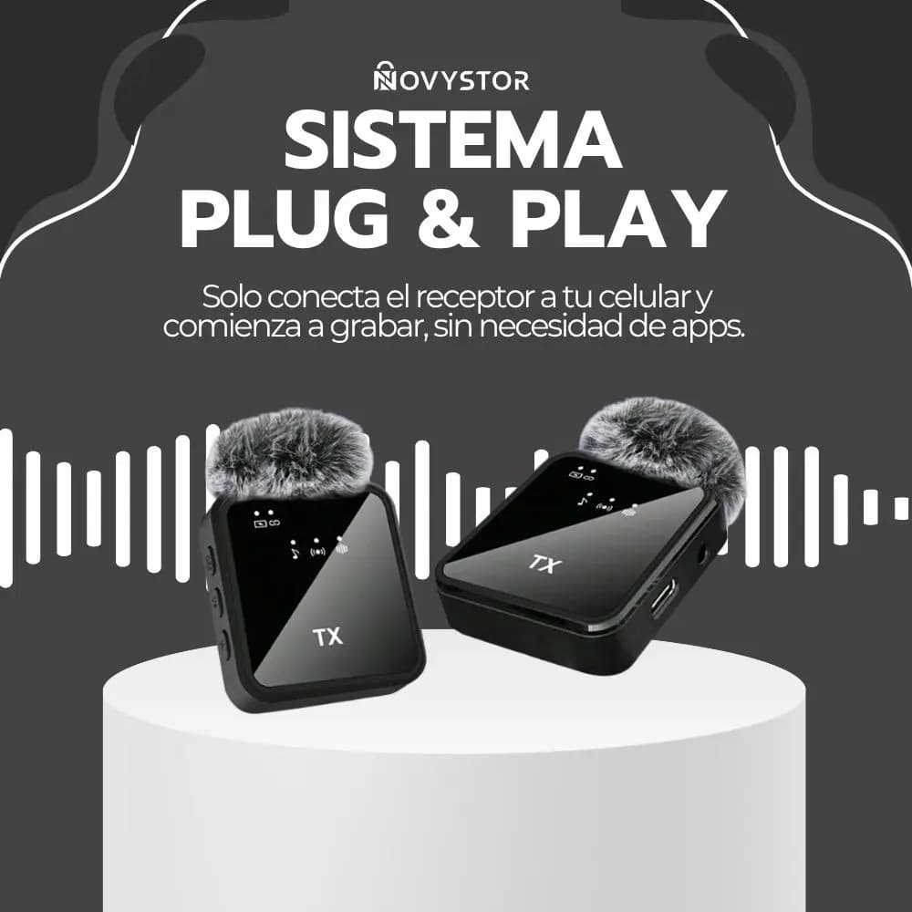 Micrófono Doble Inalámbrico Con Receptor 3 En 1 Universal Negro — imagen 7