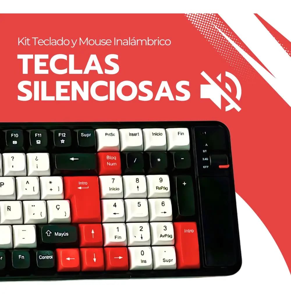 Kit Teclado Y Mouse Inalámbrico Bluetooth Recargable Rojo — imagen 8