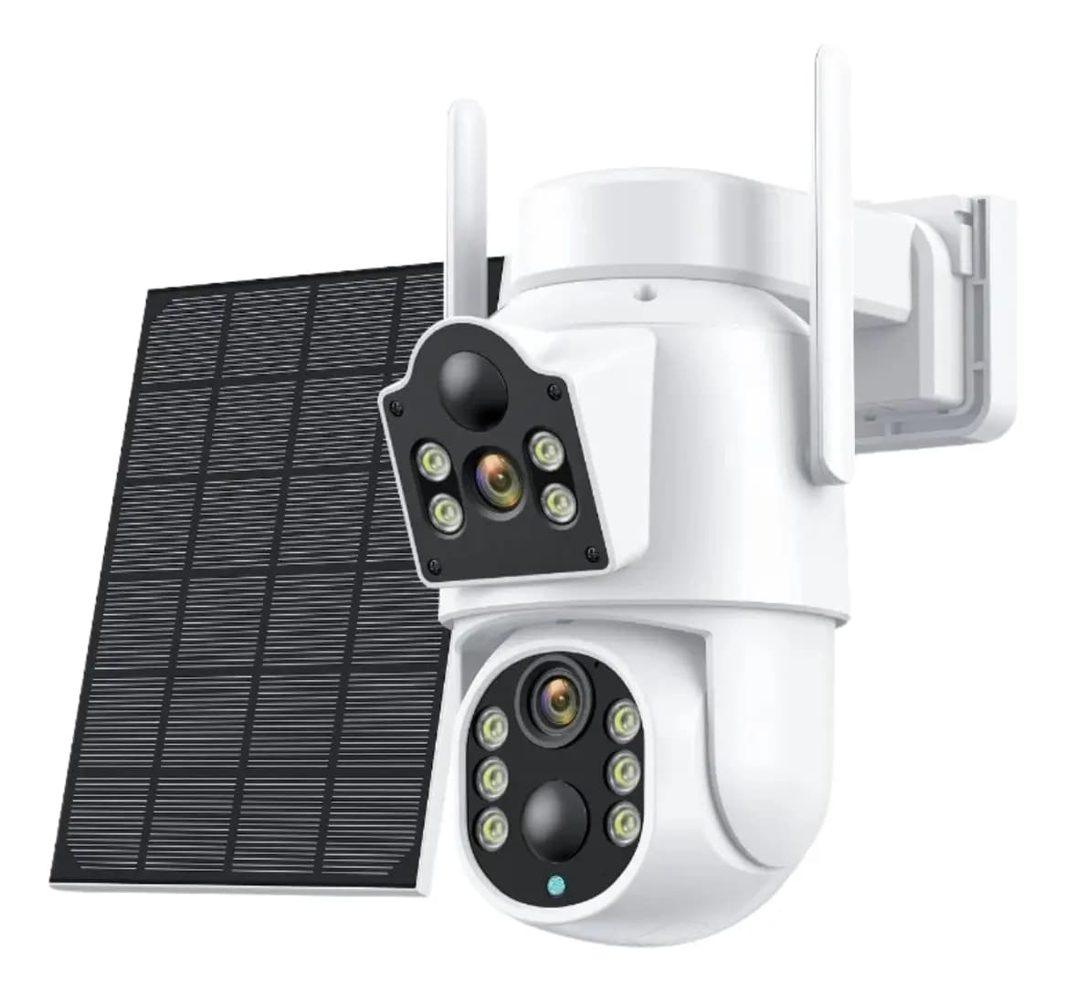 Cámara Solar 360° Ip66 Visión Nocturna Hd 128gb Wifi Blanco