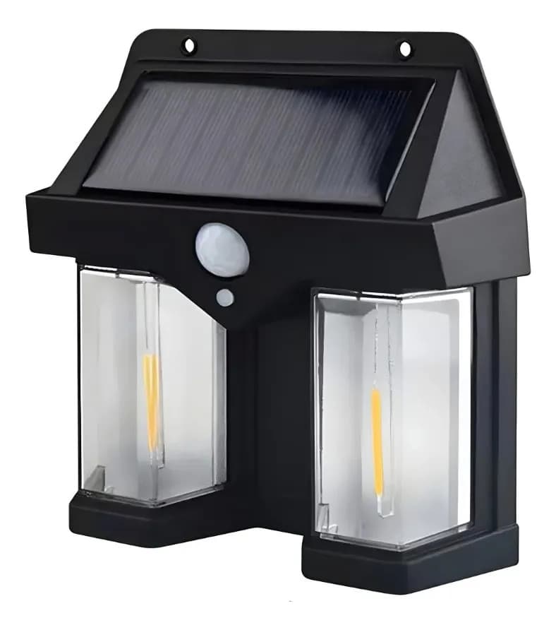 Lámpara Solar Doble Led Sensor Movimiento Exterior Ip65 Negro — imagen 2