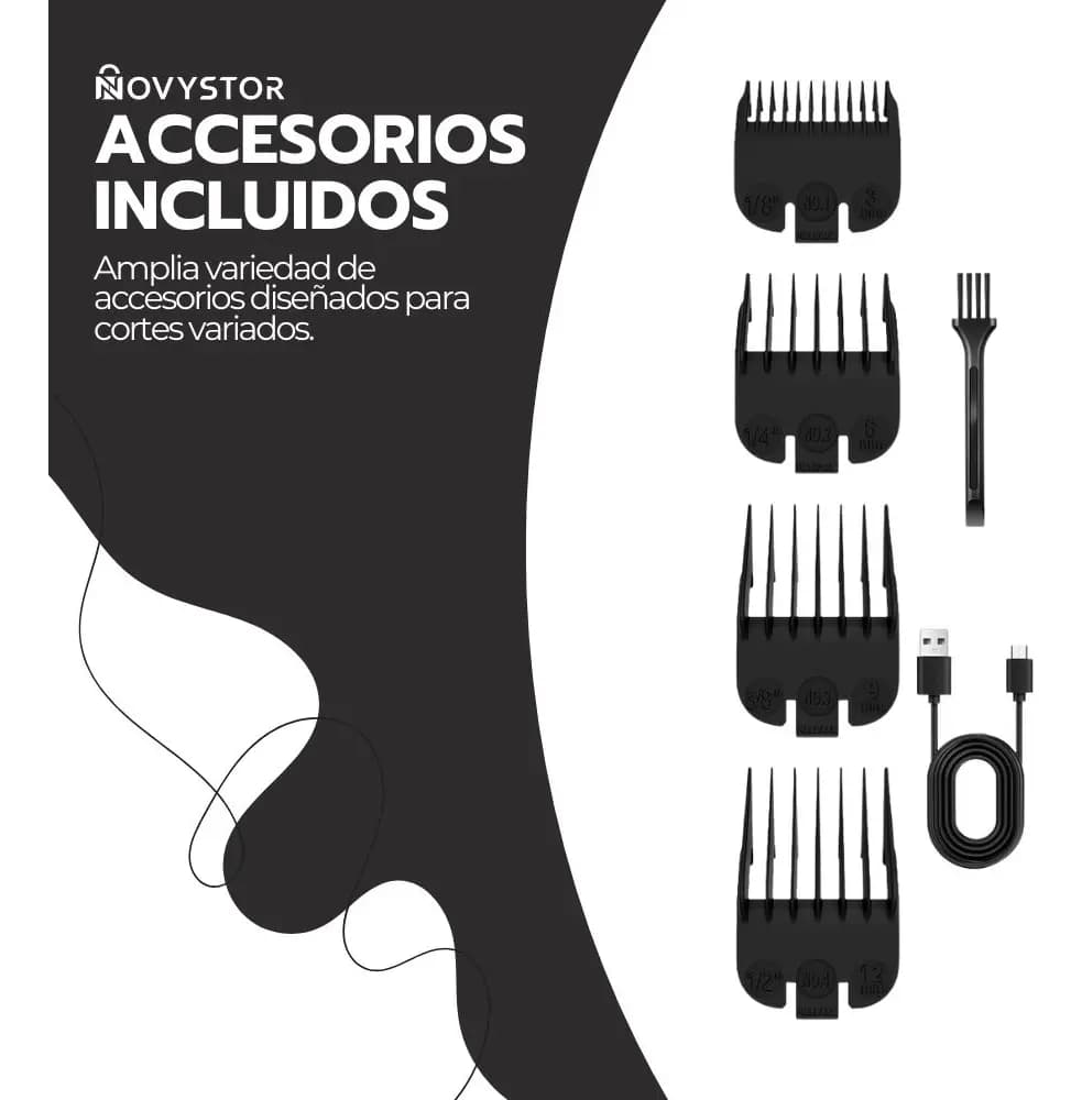 Cortadora De Pelo Digital Pantalla Lcd Recargable Usb Pro Negro — imagen 9