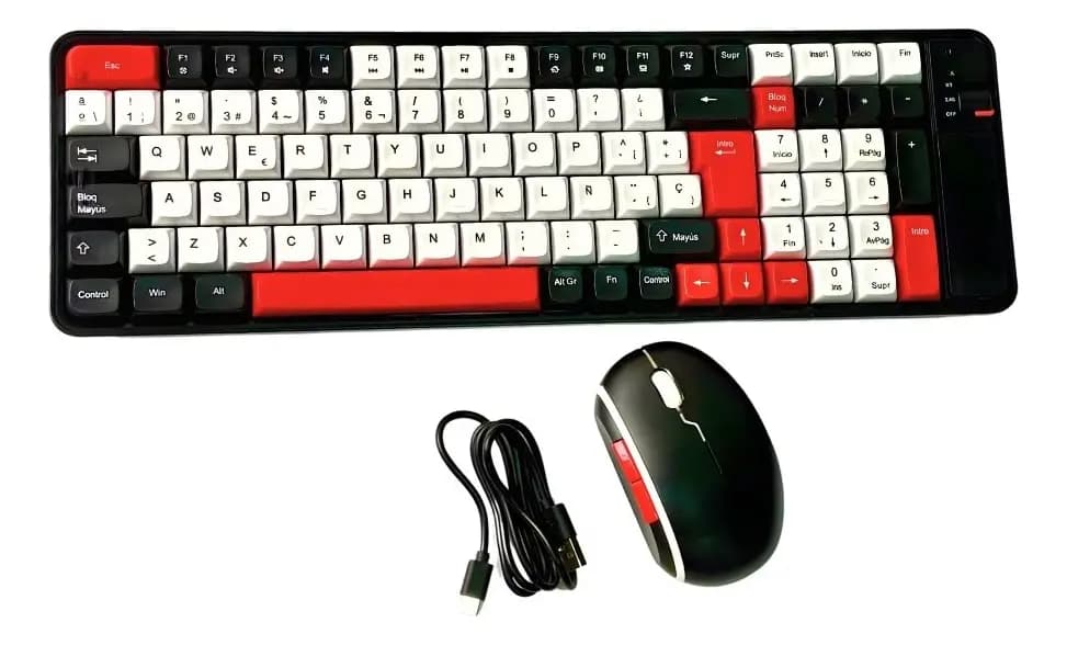 Kit Teclado Y Mouse Inalámbrico Bluetooth Recargable Rojo — imagen 2