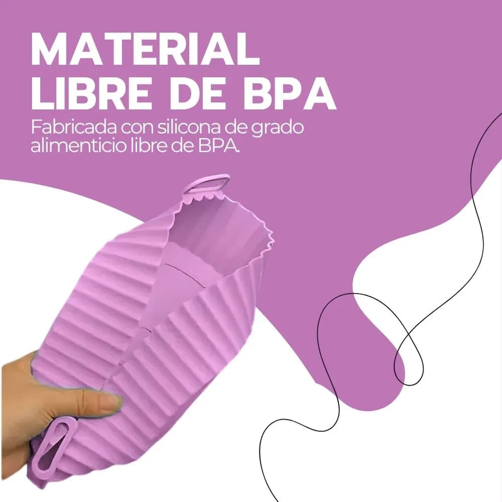 Cesta Silicona Freidora Aire Bandeja Morado Circular Rosa — imagen 10