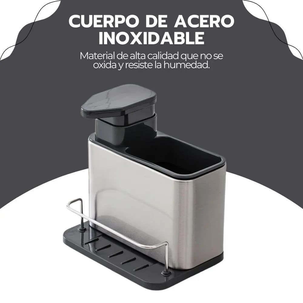 Soporte De Utensilios 3 En 1 Acero Inoxidable + Dispensador — imagen 9
