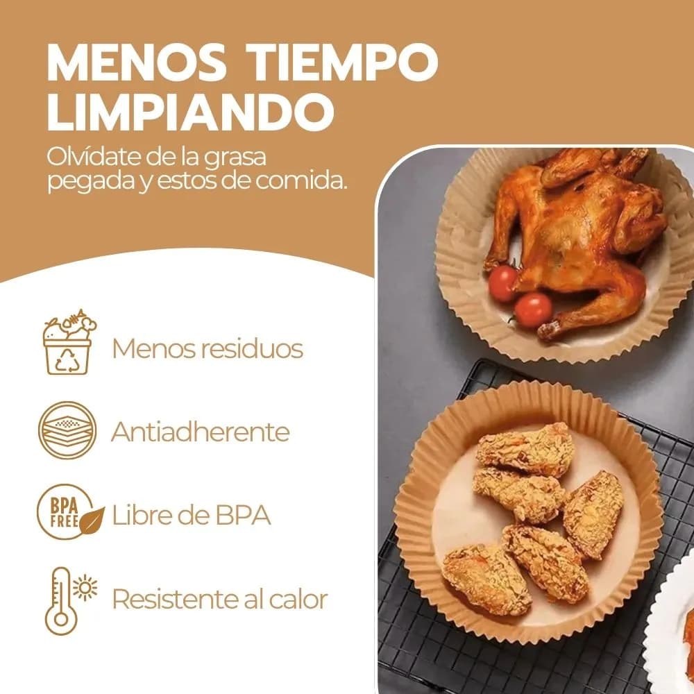 50 Cestas Desechables Antiadherentes Para Freidora De Aire Marrón — imagen 5