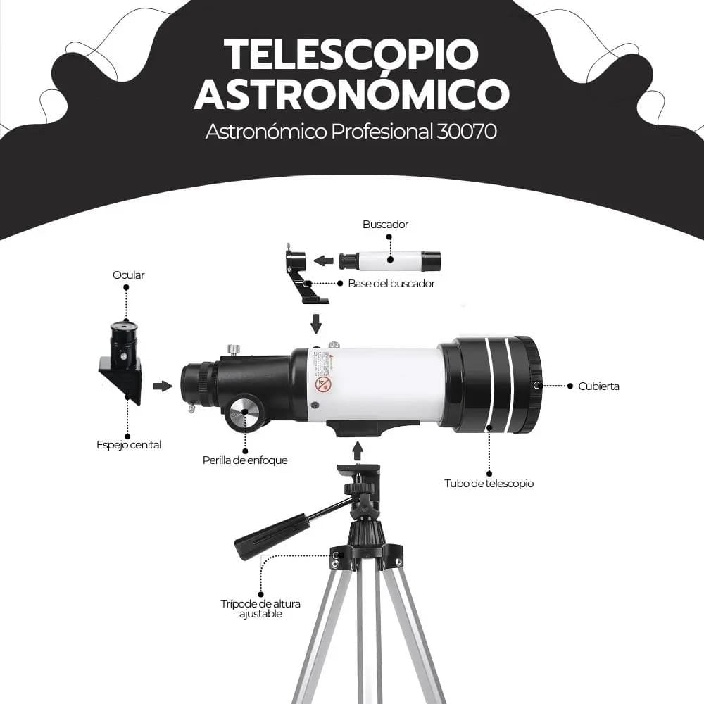 Telescopio Monocular Astronomico F30070M — imagen 3