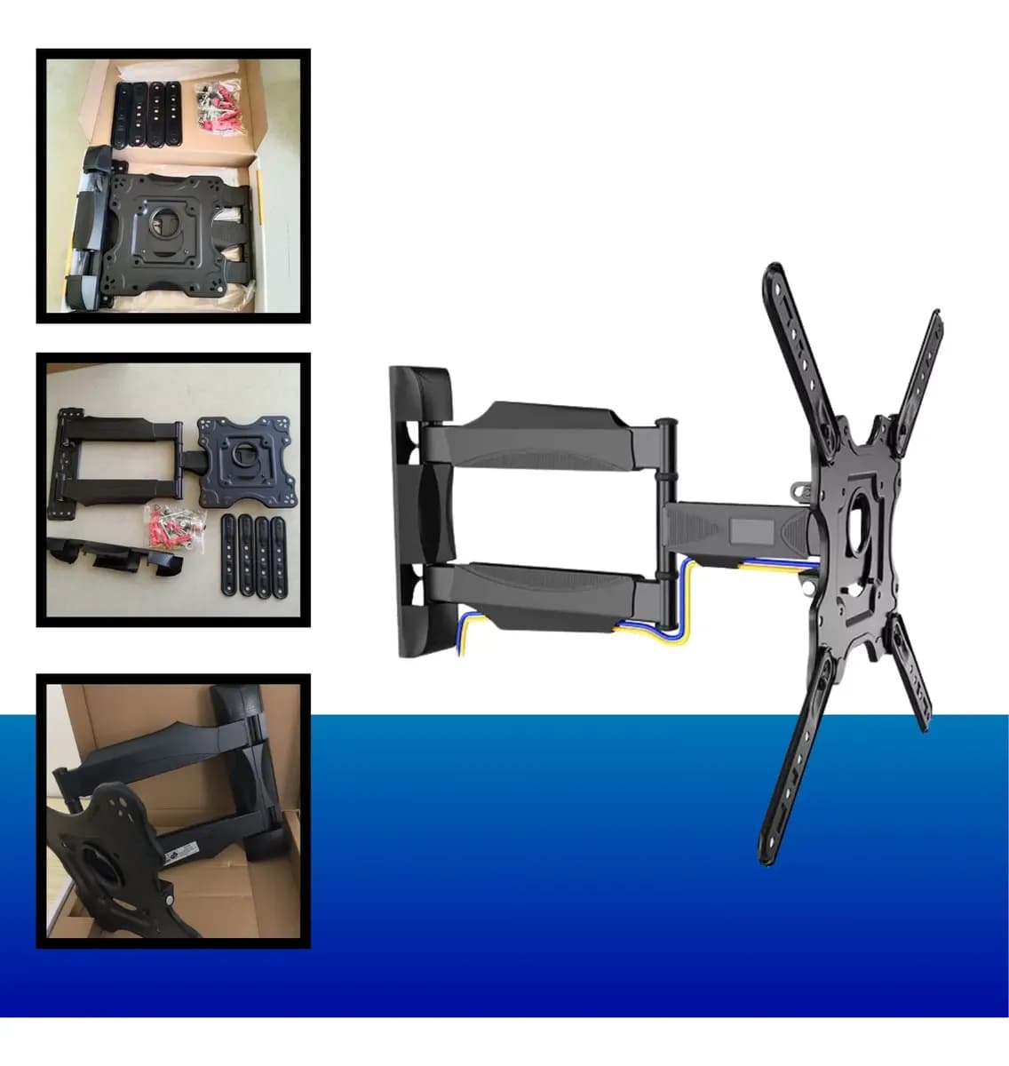 Base Soporte Tv Pared 3 Brazos Ajustable 32 A 55 Pulgadas Negro — imagen 3