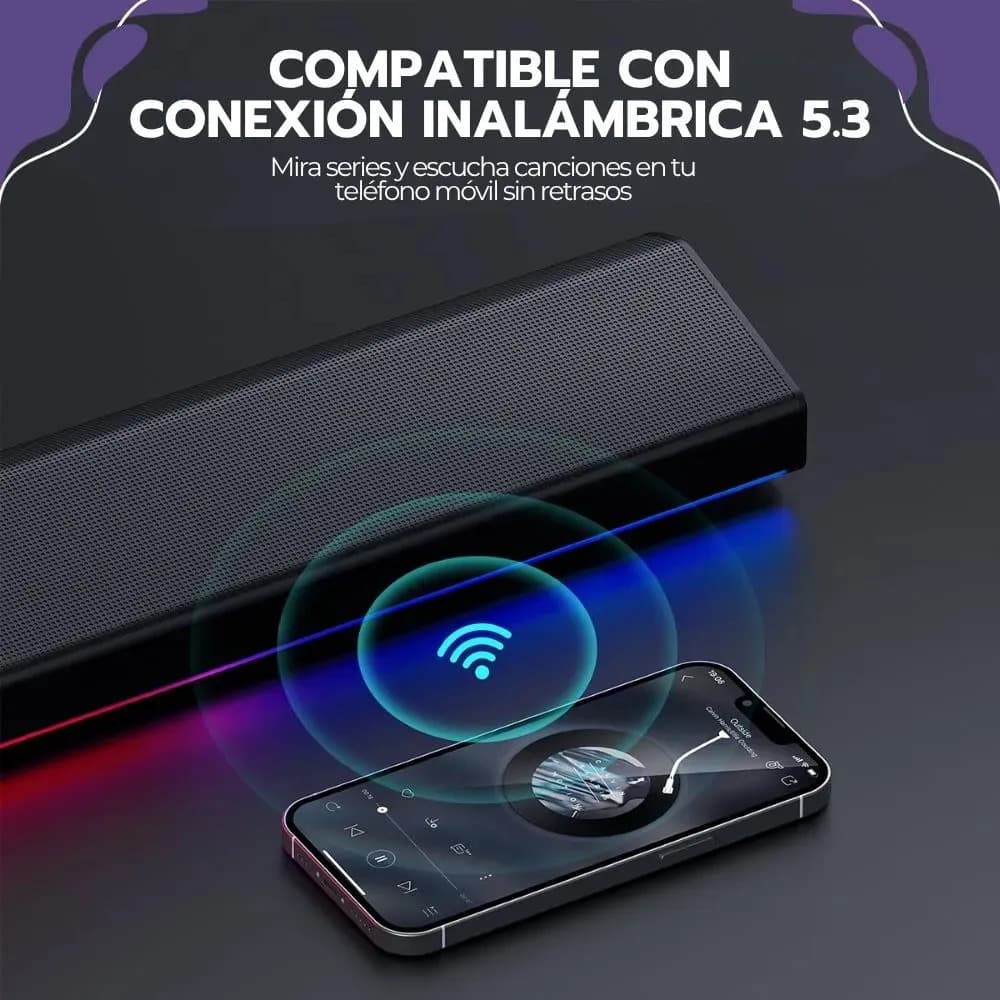 Barra De Sonido Bluetooth 5.3 Soundbar 80cm Con Luces Rgb Negro — imagen 10