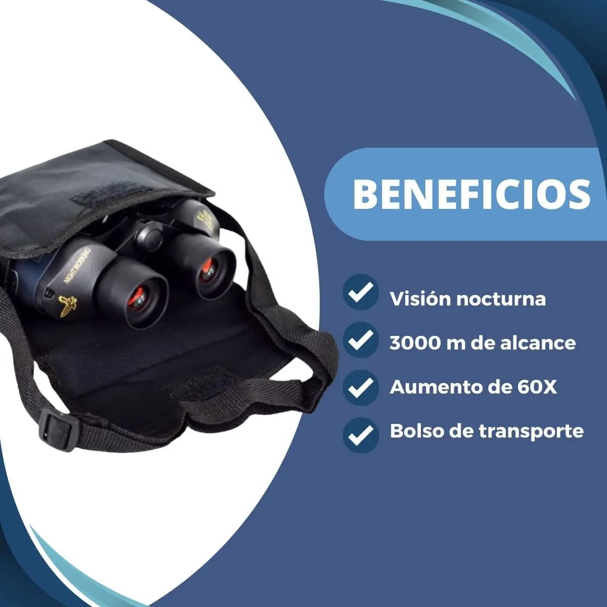 Binoculares Profesionales 60x60 Caza Binocular 1000m Pro Color Azul — imagen 3