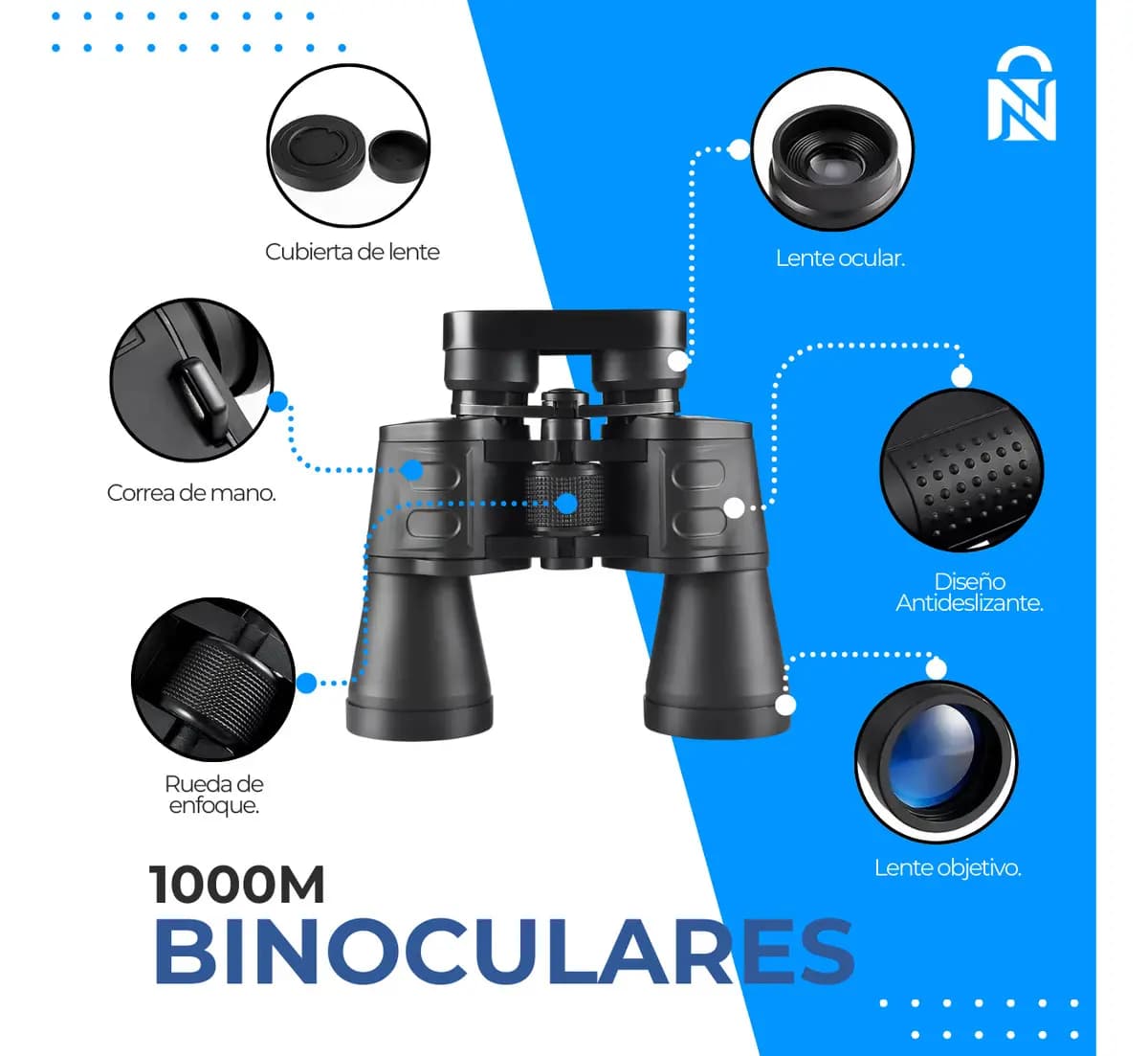 Binoculares Novystor Bino1000 Alcance 1000m Color Negro — imagen 3