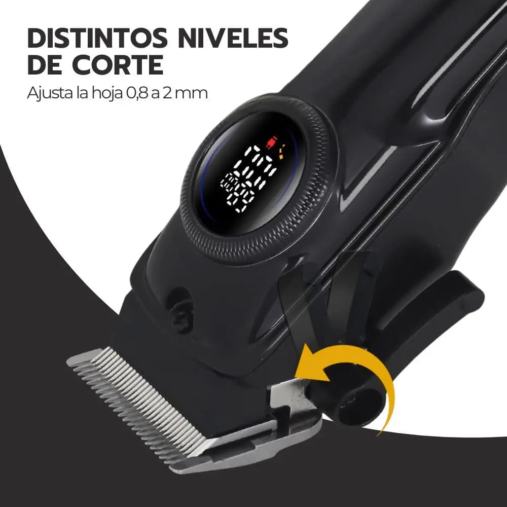 Cortadora De Pelo Digital Pantalla Lcd Recargable Usb Pro Negro — imagen 7