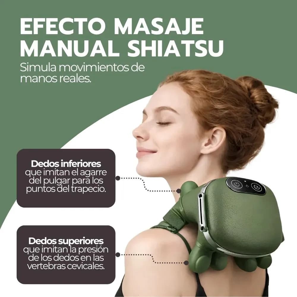 Masajeador Cuello Y Hombros Shiatsu Con Calor Recargable Verde — imagen 5