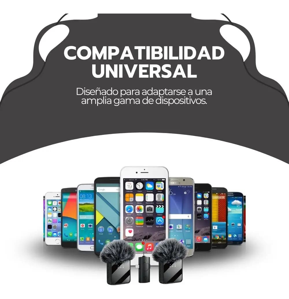 Micrófono Doble Inalámbrico Con Receptor 3 En 1 Universal Negro — imagen 9
