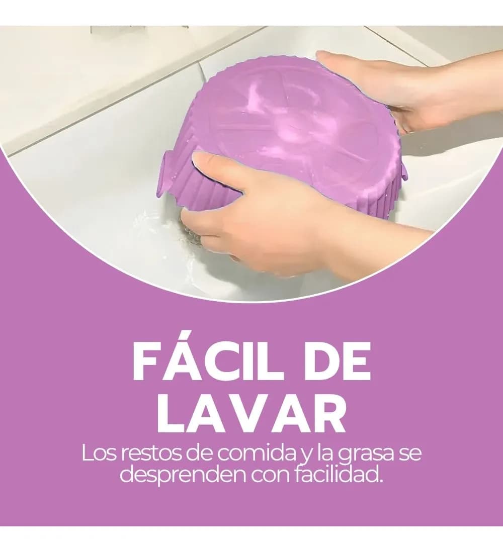Cesta Silicona Freidora Aire Bandeja Morado Circular Rosa — imagen 9