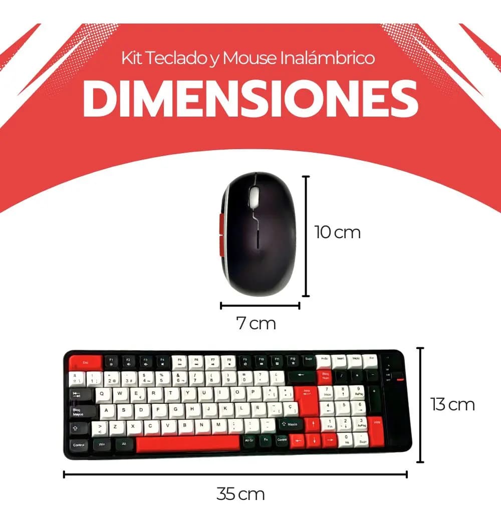 Kit Teclado Y Mouse Inalámbrico Bluetooth Recargable Rojo — imagen 10