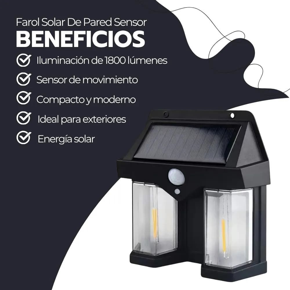 Lámpara Solar Doble Led Sensor Movimiento Exterior Ip65 Negro — imagen 4