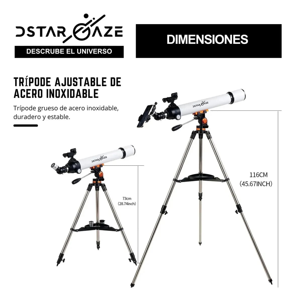 Telescopio Astronómico Profesional Monocular 70070m Blanco — imagen 3