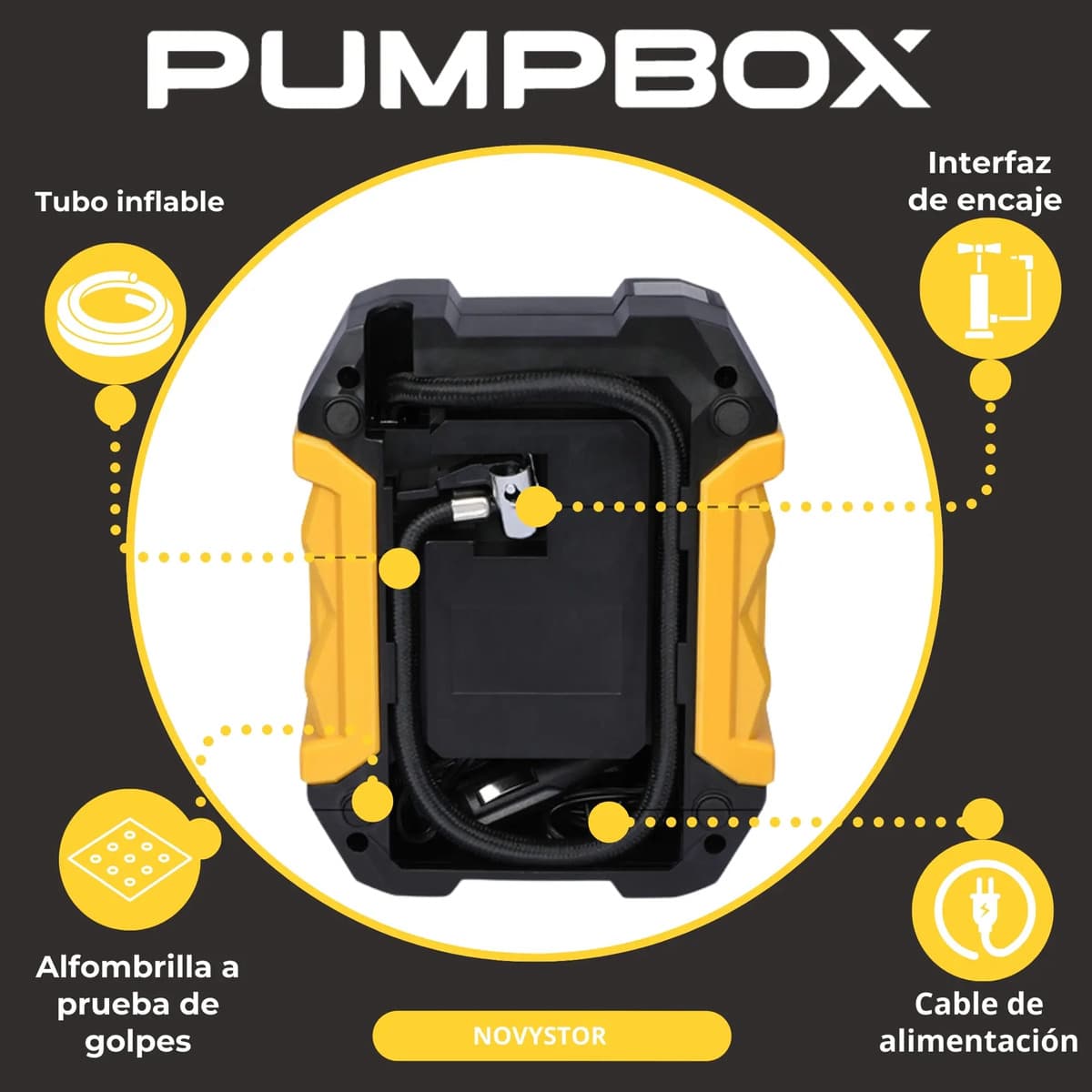 Compresor De Aire Portátil Digital 12v Todo Neumático Negro — imagen 3
