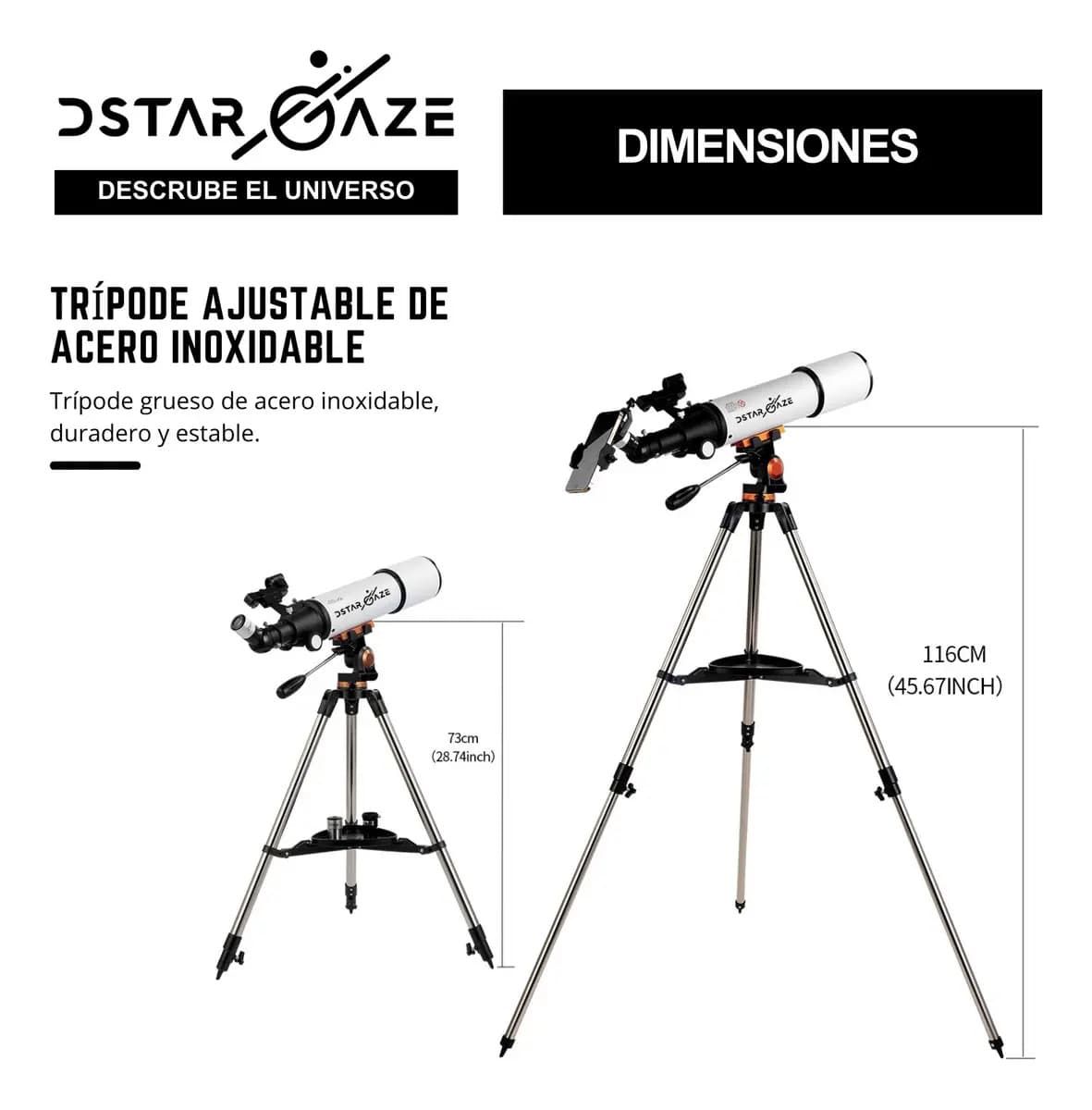 Telescopio Astronómico Profesional 50080m Color Blanco — imagen 3