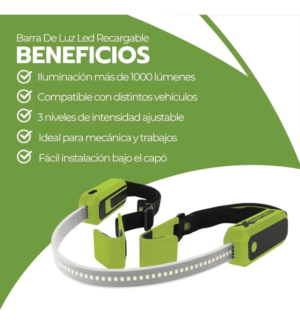Barra De Luz Led Recargable Para Capó De Automóvil 1000 Lúm — imagen 4