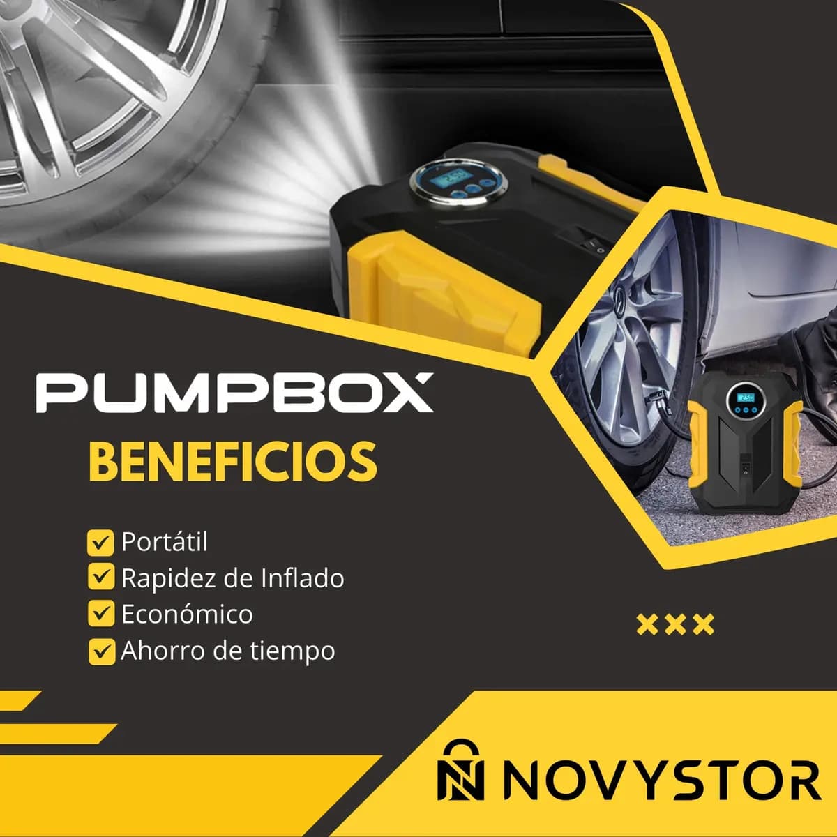 Compresor De Aire Portátil Digital Todo Neumático Negro — imagen 4