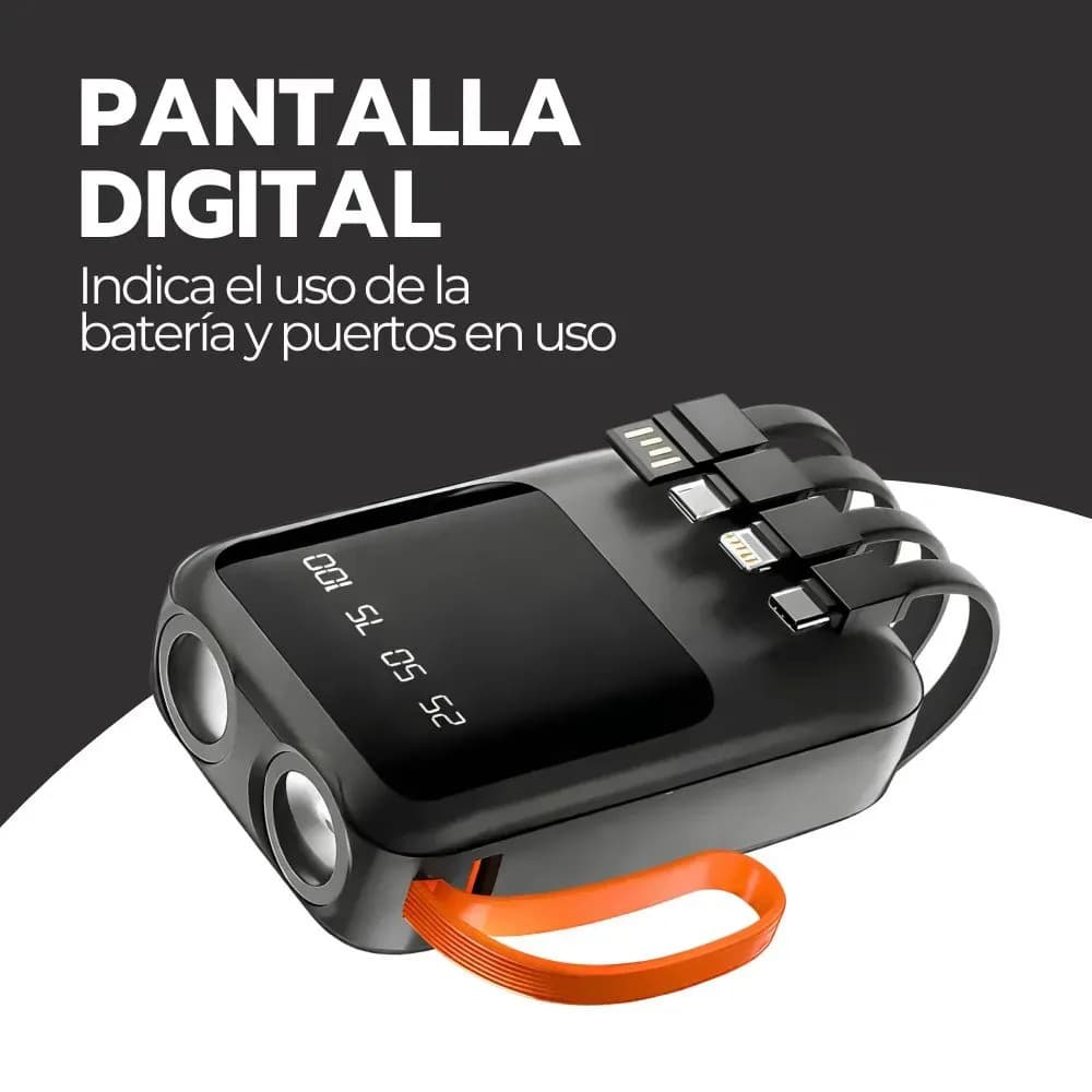 Power Bank R47 10000mah Carga Rápida Led Pantalla Negro — imagen 5