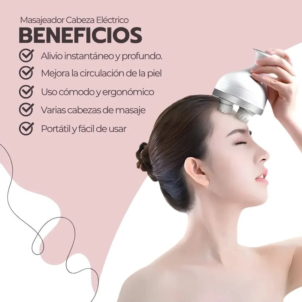 Masajeador Cabeza Eléctrico Inalámbrico Masajes Blanco — imagen 4