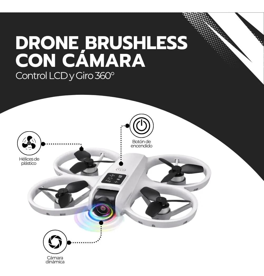 Drone Brushless Con Cámara, Control Lcd Y Giro 360° Blanco — imagen 3