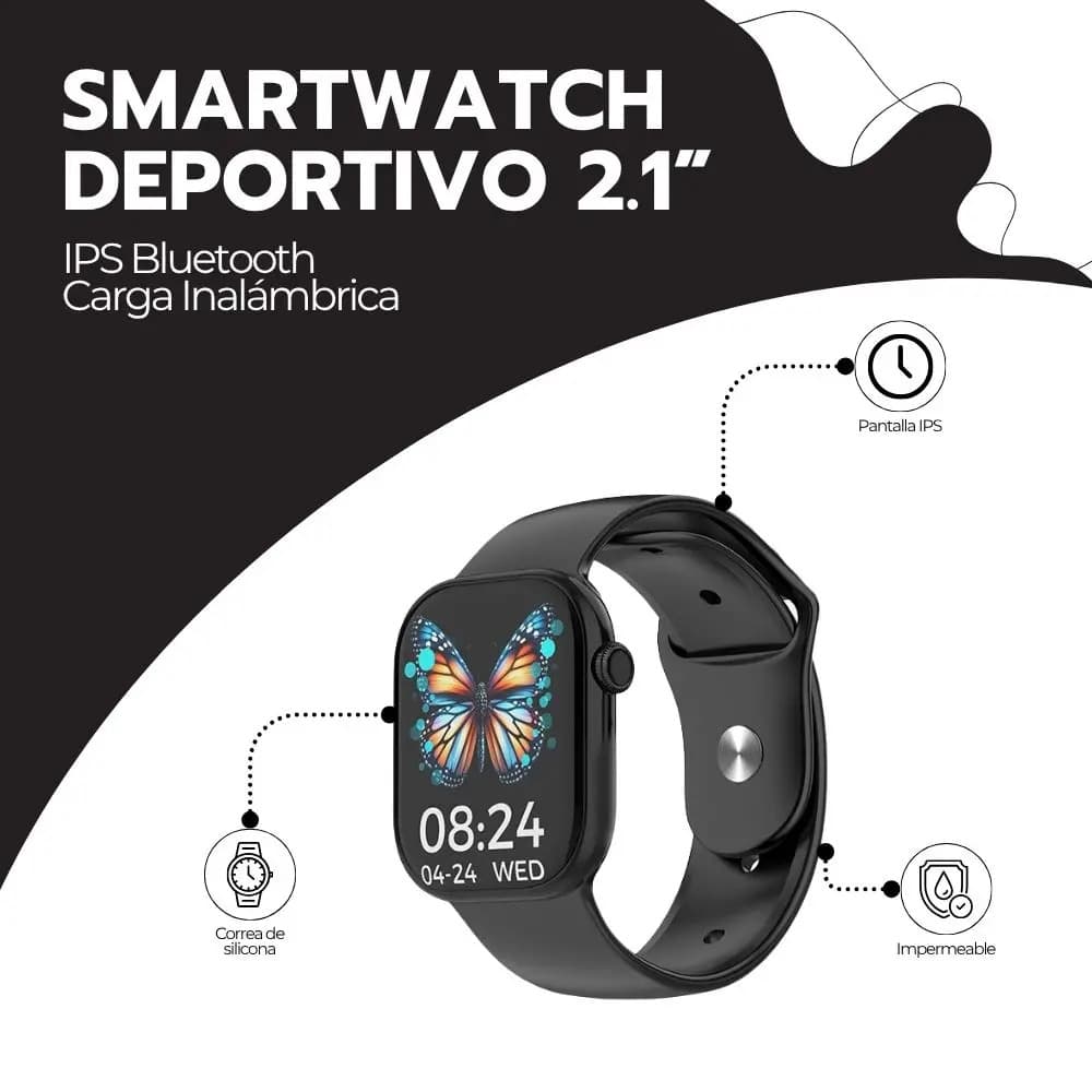 Smartwatch 2.1 Ips Deportivo Bluetooth Carga Inalámbrica Blanco Milanés Negro — imagen 3