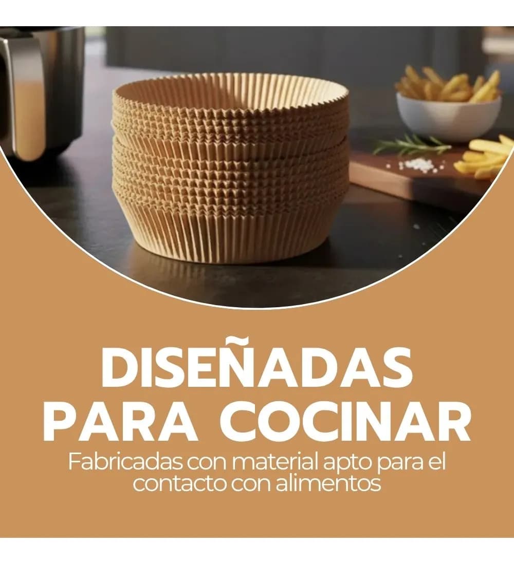 50 Cestas Desechables Antiadherentes Para Freidora De Aire Marrón — imagen 9
