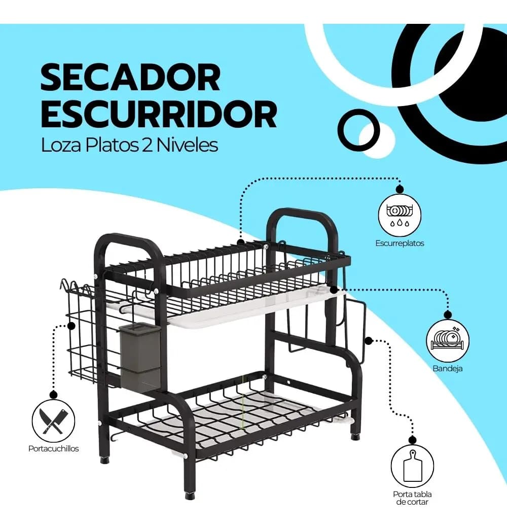Secador Escurridor De Loza Platos 2 Niveles — imagen 3