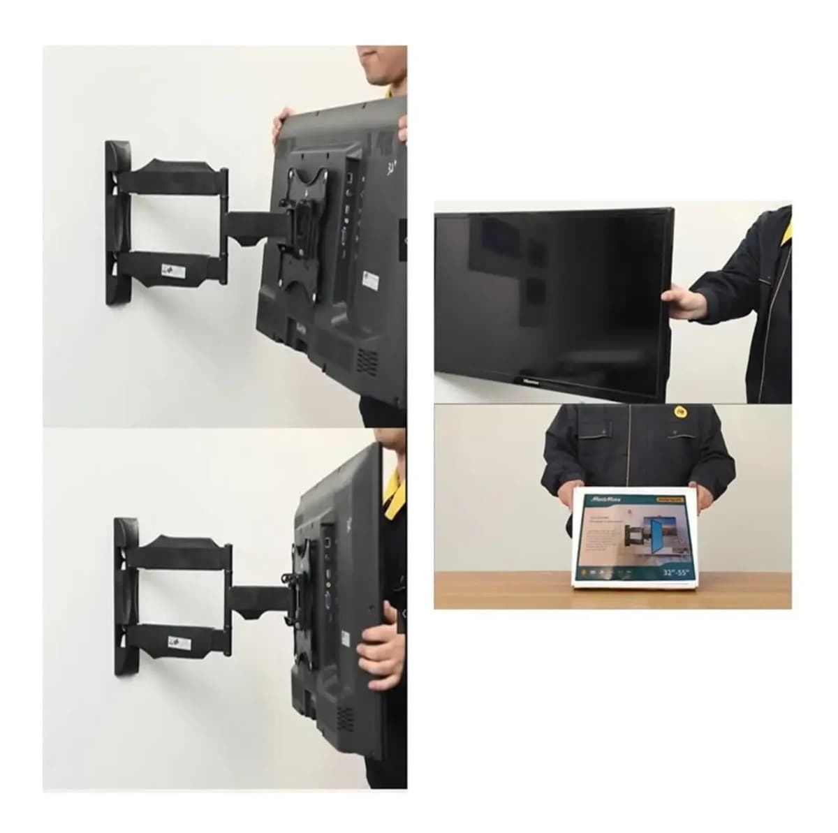 Base Soporte Tv Pared 3 Brazos Ajustable 32 A 55 Pulgadas Negro — imagen 4