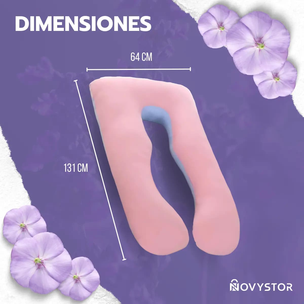 Almohada Embarazo Tipo U Rosa Poliéster Suave Y Ergonómica — imagen 6