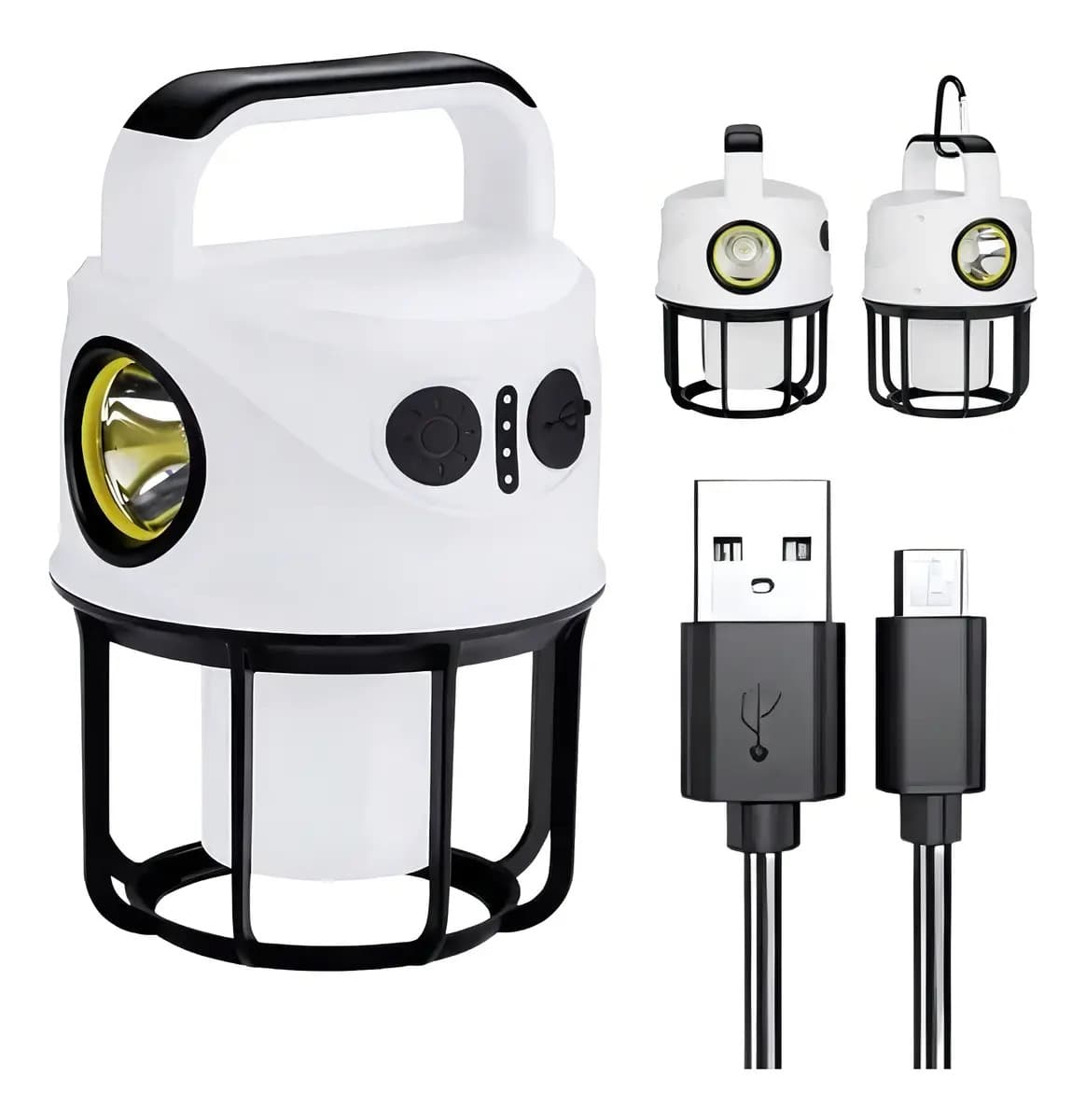 Lámpara Camping Dual Led Recargable Con Power Bank Blanco