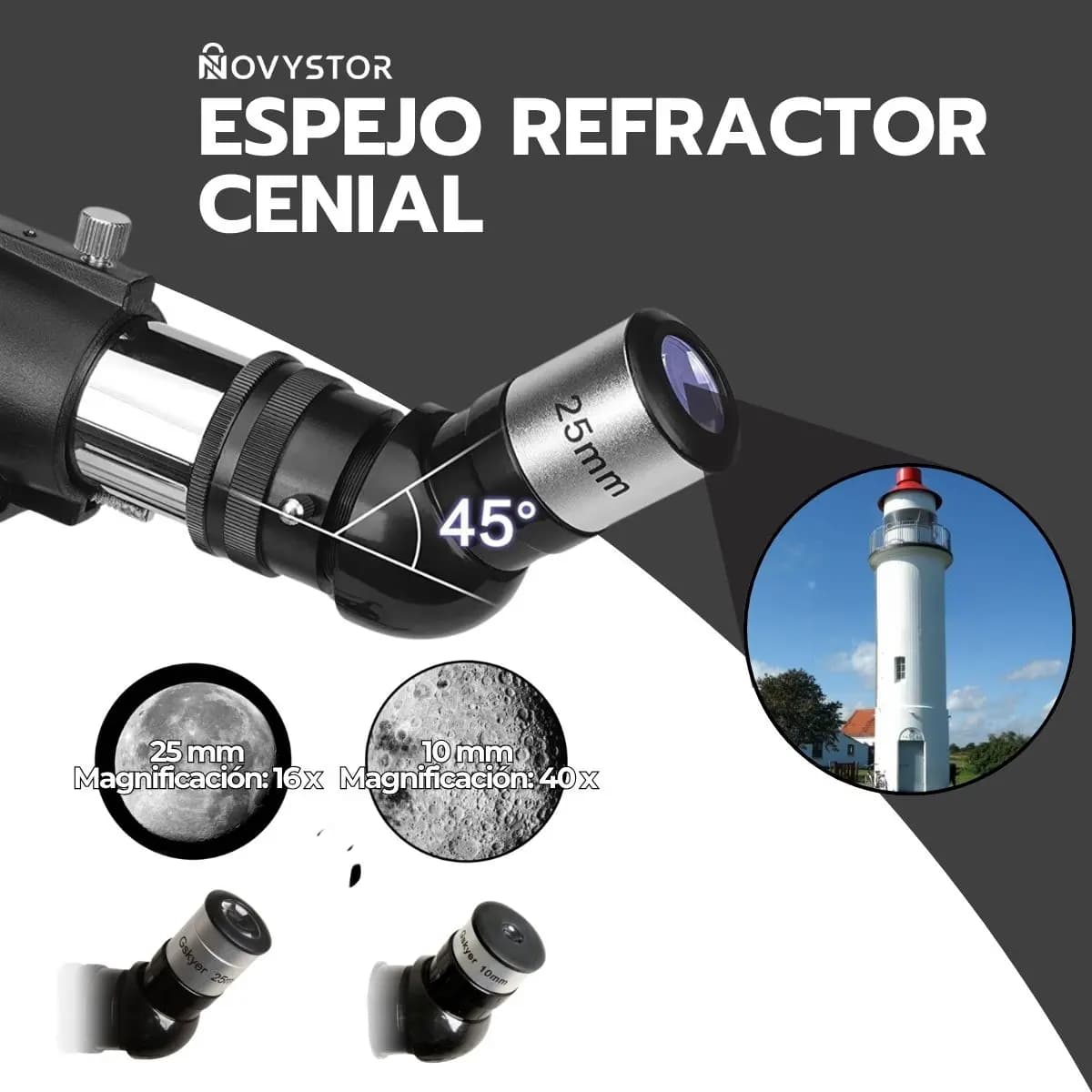 Telescopio Astronómico Profesional Monocular F40070 Blanco — imagen 8