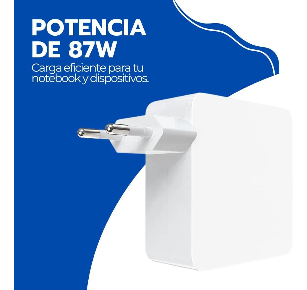 Cargador 87w Cable Tipo C Carga Rápida Para Laptop Y Macbook Blanco — imagen 6