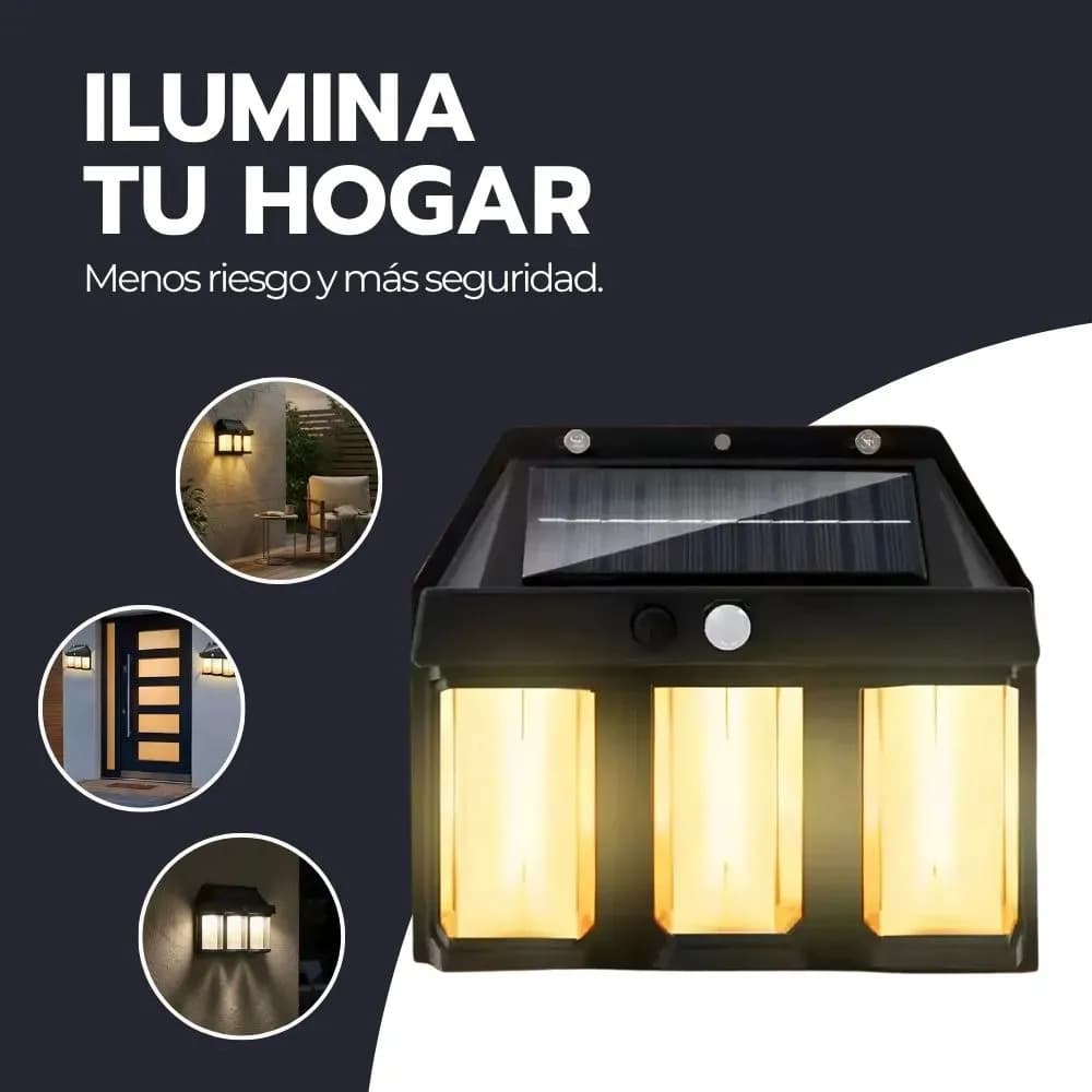 Farol Solar De Pared Sensor Movimiento Luz Cálida Exterior Negro — imagen 9