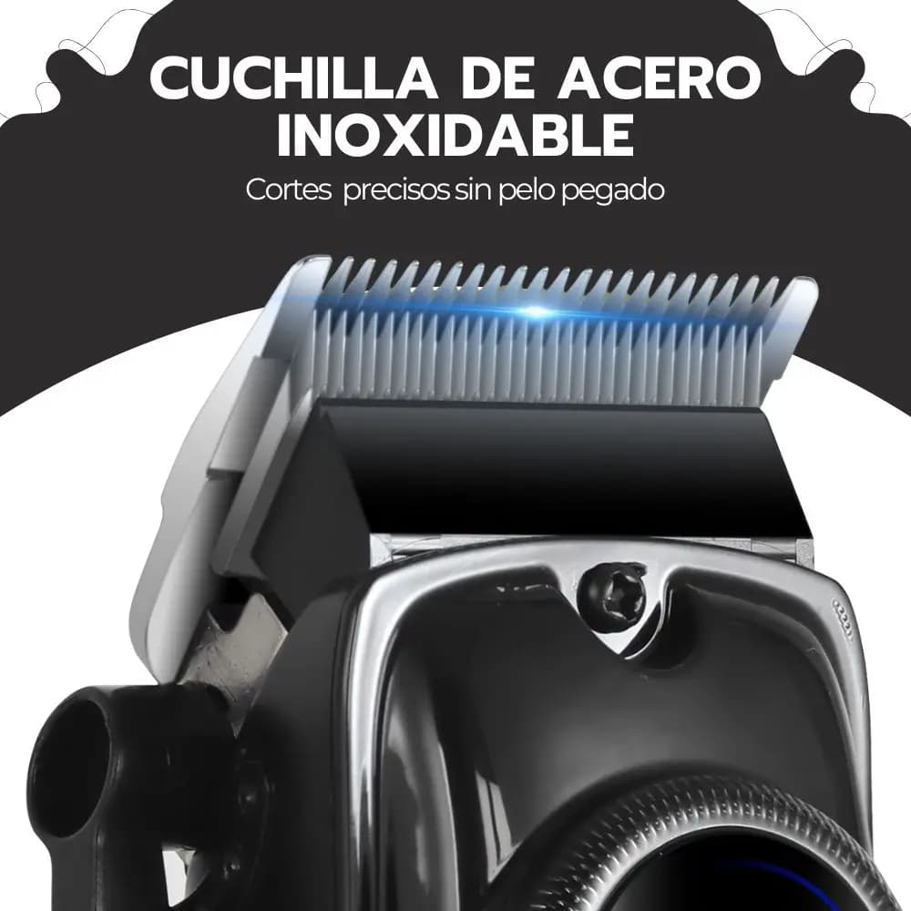 Cortadora De Pelo Digital Pantalla Lcd Recargable Usb Pro Negro — imagen 6