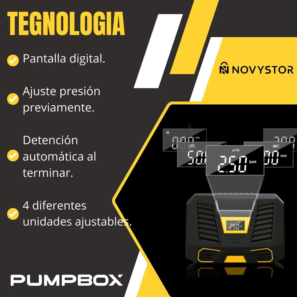 Compresor De Aire Portátil Digital 12v Profesional Negro — imagen 9