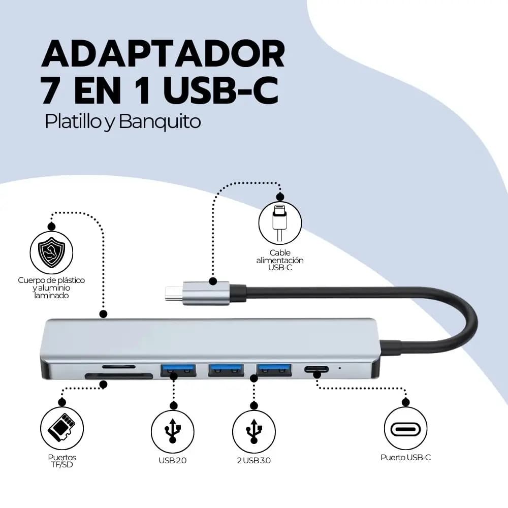 Adaptador Usb-c 7 Puertos Con Hdmi Y Puertos + Micro Sd 64gb Gris — imagen 4