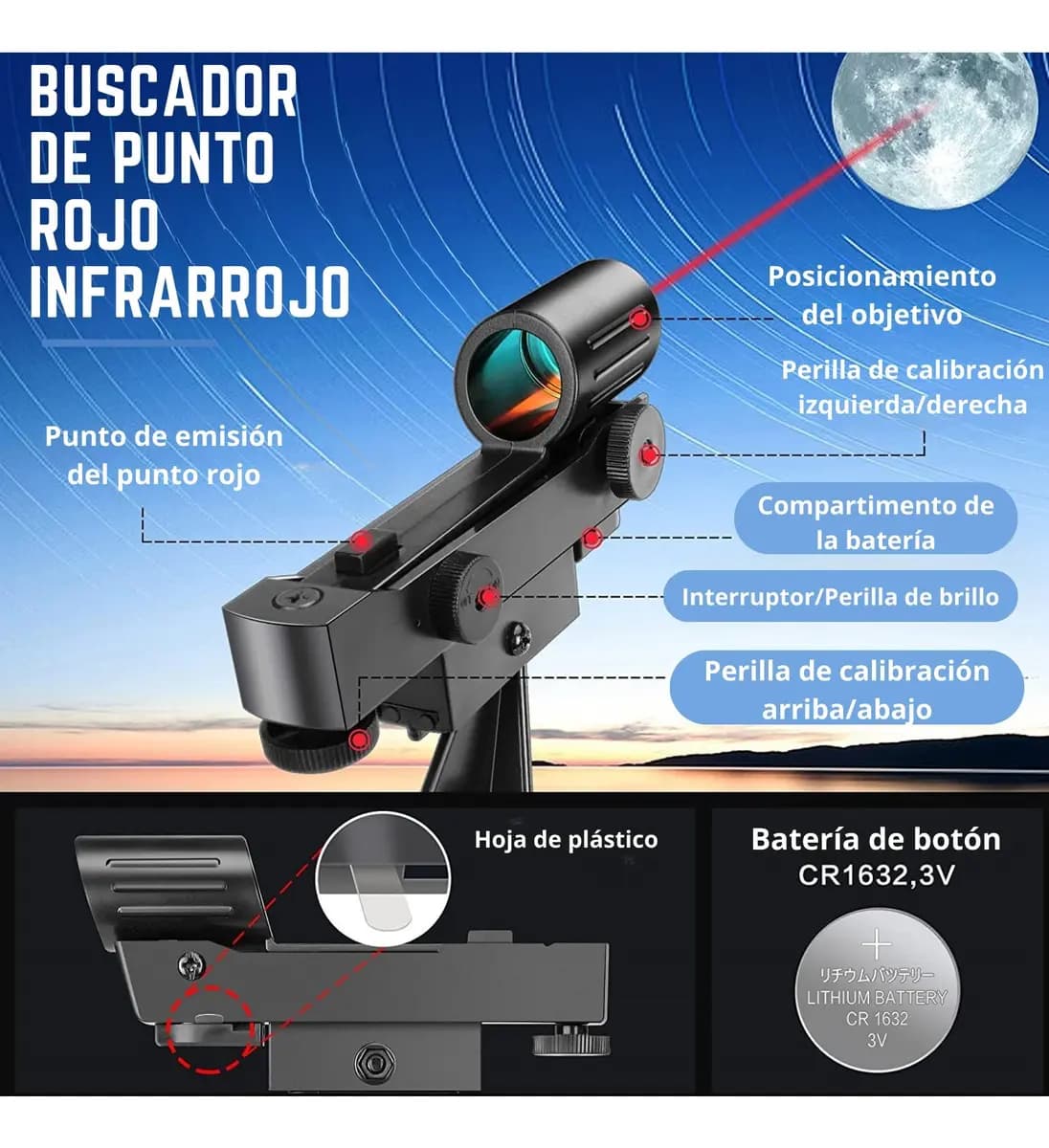 Telescopio Astronómico Profesional 50080m Color Blanco — imagen 7