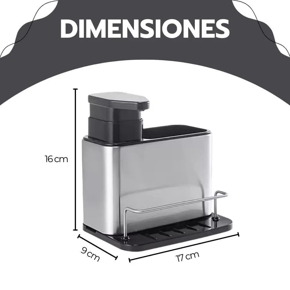 Soporte De Utensilios 3 En 1 Acero Inoxidable + Dispensador — imagen 10