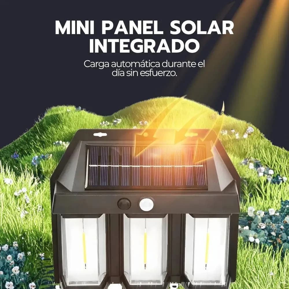 Farol Solar De Pared Sensor Movimiento Luz Cálida Exterior Negro — imagen 5