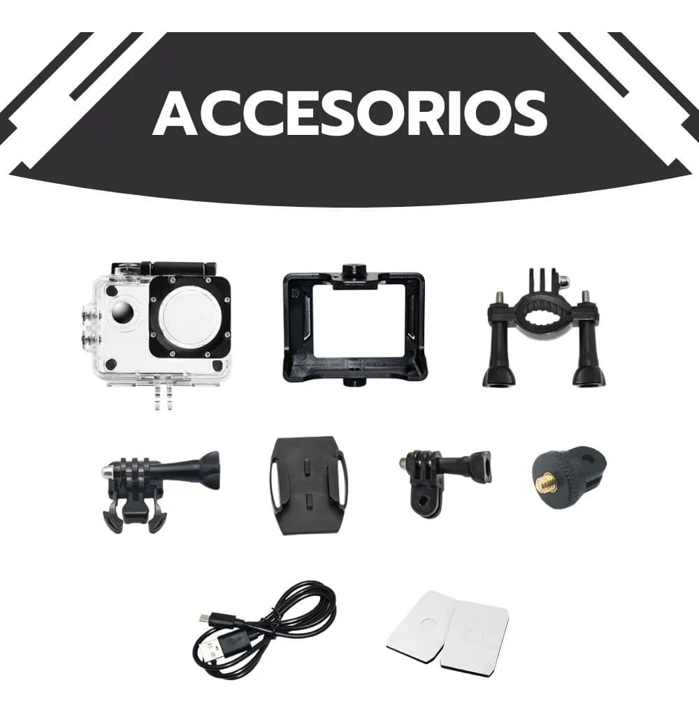 Cámara De Acción Deportiva Full Hd Sumergible Gran Angular Negro — imagen 9