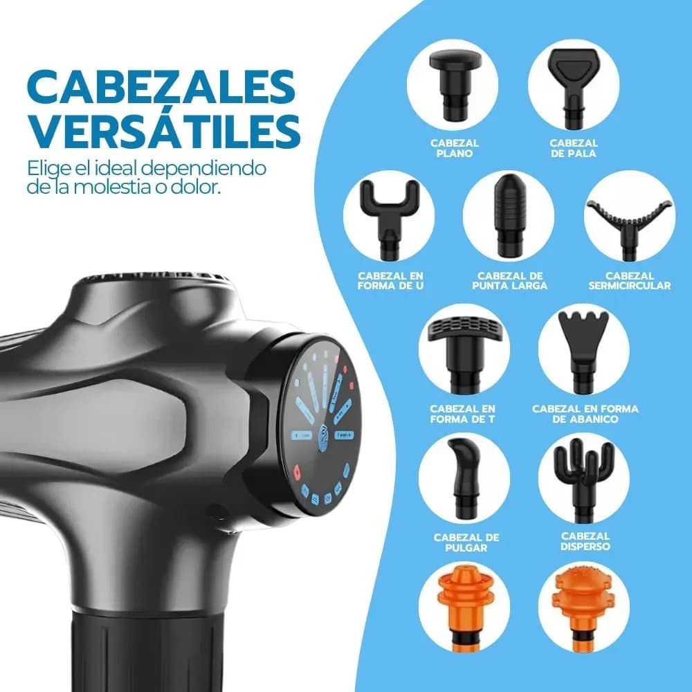 Masajedor Muscular Pistola Masaje Profesional Kine 12 Cabeza Gris — imagen 7